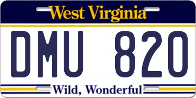 WV license plate DMU820