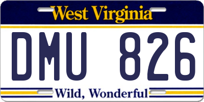 WV license plate DMU826