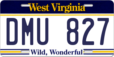 WV license plate DMU827