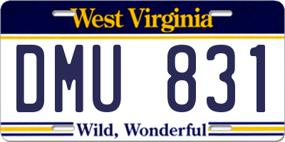 WV license plate DMU831