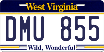 WV license plate DMU855