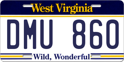 WV license plate DMU860