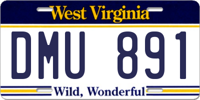 WV license plate DMU891