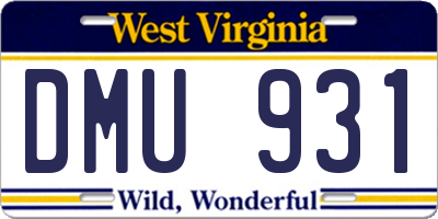 WV license plate DMU931