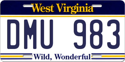 WV license plate DMU983