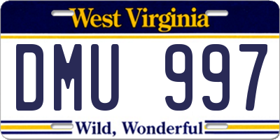 WV license plate DMU997