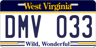 WV license plate DMV033