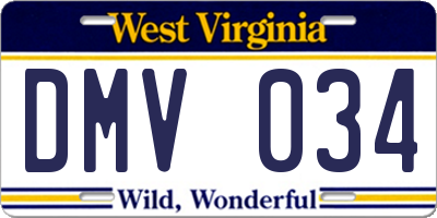 WV license plate DMV034