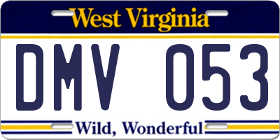 WV license plate DMV053