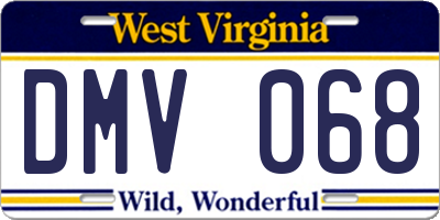 WV license plate DMV068