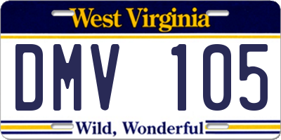 WV license plate DMV105