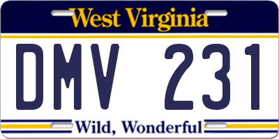 WV license plate DMV231