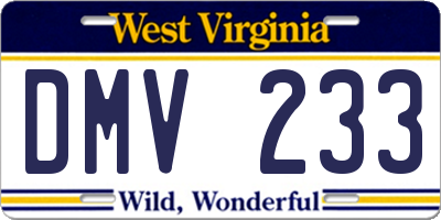 WV license plate DMV233