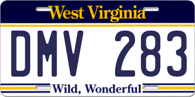WV license plate DMV283
