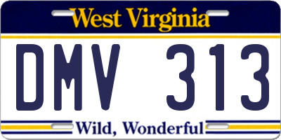 WV license plate DMV313