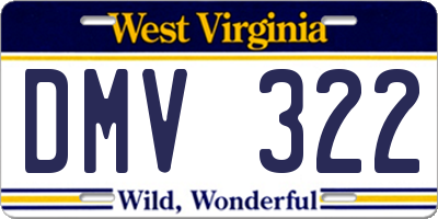 WV license plate DMV322