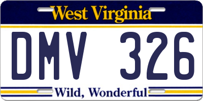 WV license plate DMV326