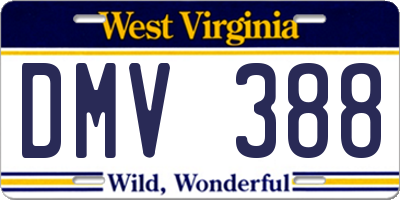 WV license plate DMV388