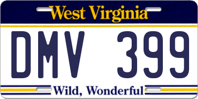 WV license plate DMV399