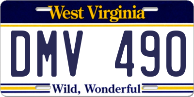 WV license plate DMV490