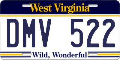 WV license plate DMV522