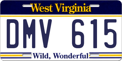 WV license plate DMV615