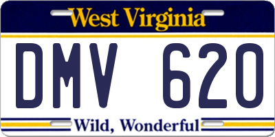 WV license plate DMV620