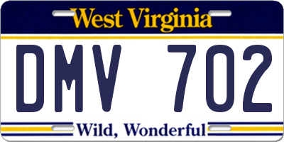 WV license plate DMV702