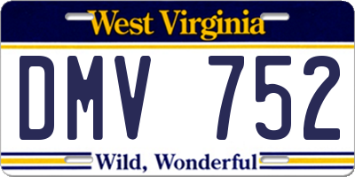 WV license plate DMV752