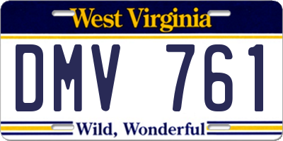 WV license plate DMV761