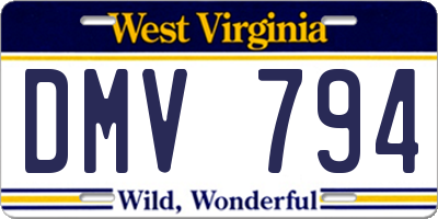 WV license plate DMV794