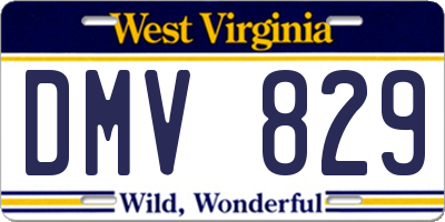 WV license plate DMV829