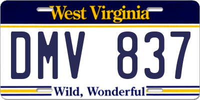 WV license plate DMV837