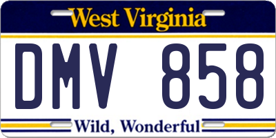 WV license plate DMV858