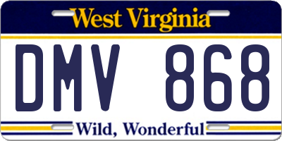 WV license plate DMV868