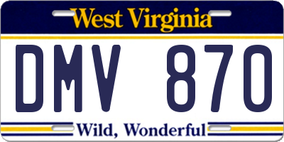 WV license plate DMV870