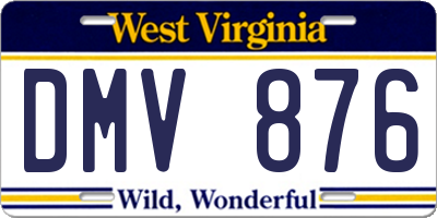 WV license plate DMV876