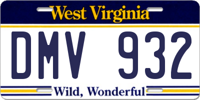 WV license plate DMV932