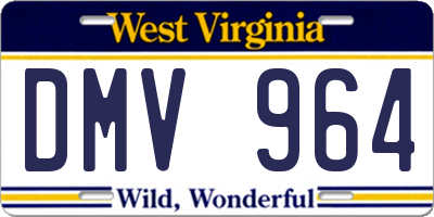 WV license plate DMV964