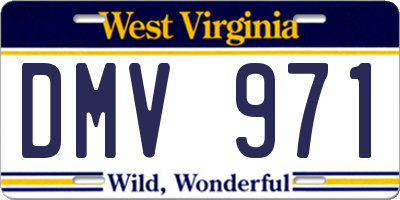 WV license plate DMV971