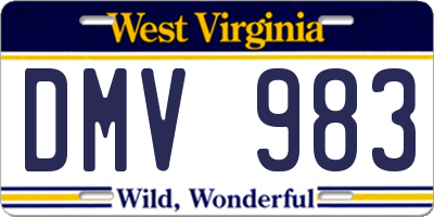 WV license plate DMV983