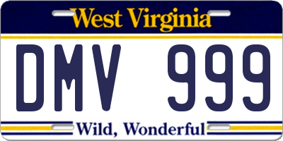 WV license plate DMV999