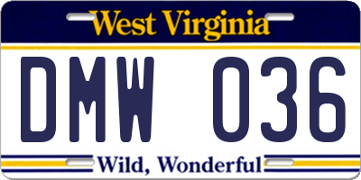 WV license plate DMW036