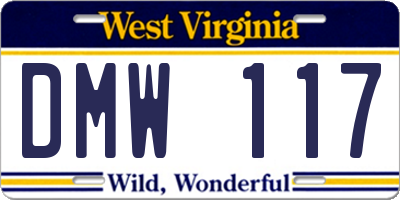 WV license plate DMW117