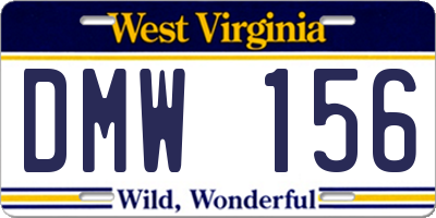 WV license plate DMW156