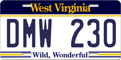 WV license plate DMW230