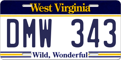 WV license plate DMW343