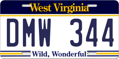 WV license plate DMW344