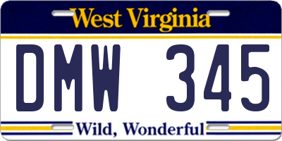 WV license plate DMW345