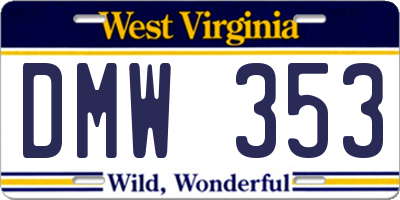 WV license plate DMW353